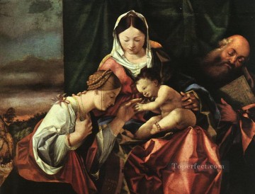 lorenzo loto Painting - Las bodas místicas de Santa Catalina Renacimiento Lorenzo Lotto
